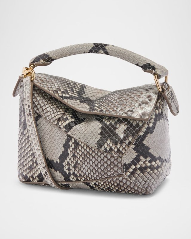 Puzzle Edge Mini Top-Handle Bag in Python
